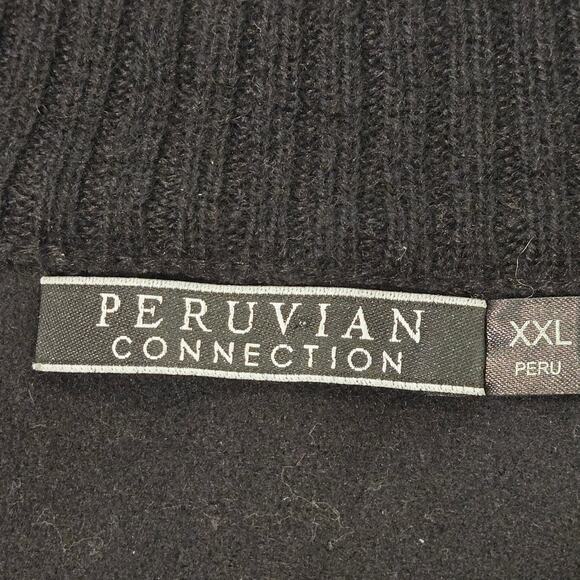 Peruvian Connection Black Baby Alpaca Full Zip Cardigan Sweater Jacket, Size XXL - Picture 8 of 12